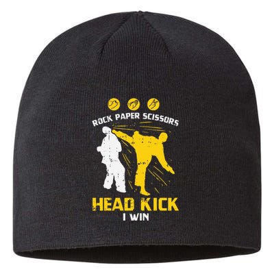 Rock Paper Scissors Headkick Win Funny Taekwondo Karate Gift  Sustainable Beanie