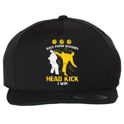 Rock Paper Scissors Headkick Win Funny Taekwondo Karate Gift  Wool Snapback Cap