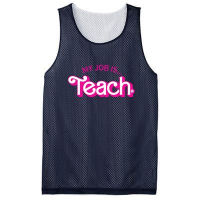 Retro Pink Style My Job Is Teach Teaching School For Teacher Gift Mesh Reversible Basketball Jersey Tank