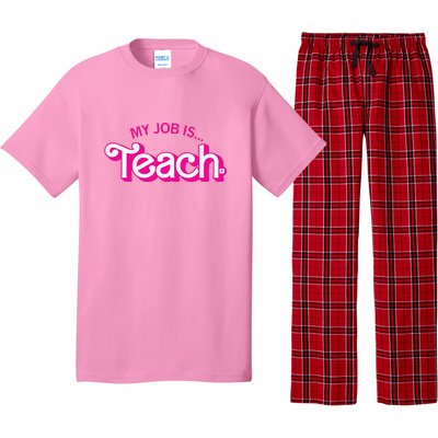 Retro Pink Style My Job Is Teach Teaching School For Teacher Gift Pajama Set