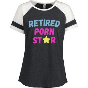 Retired Porn Star Funny Naughty Adult Humor Retirement Enza Ladies Jersey Colorblock Tee