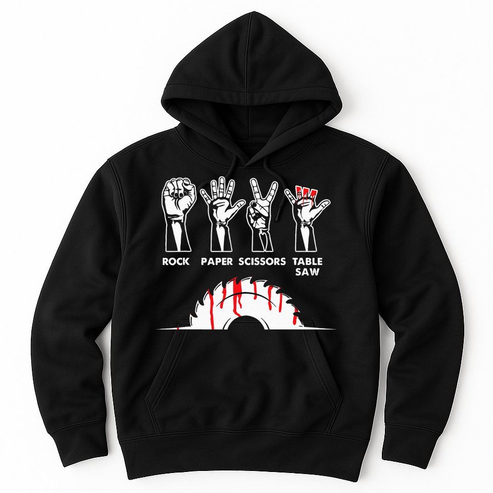 Rock Paper Scissors Table Saw Carpenter Craftsman Woodworker Hoodie