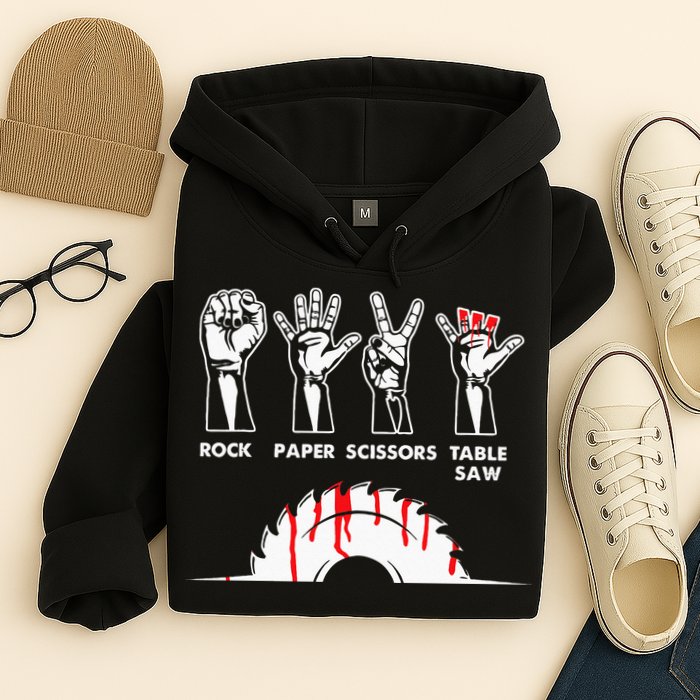 Rock Paper Scissors Table Saw Carpenter Craftsman Woodworker Hoodie
