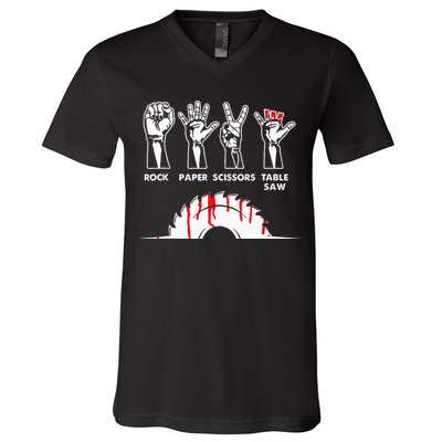 Rock Paper Scissors Table Saw Carpenter Craftsman Woodworker V-Neck T-Shirt