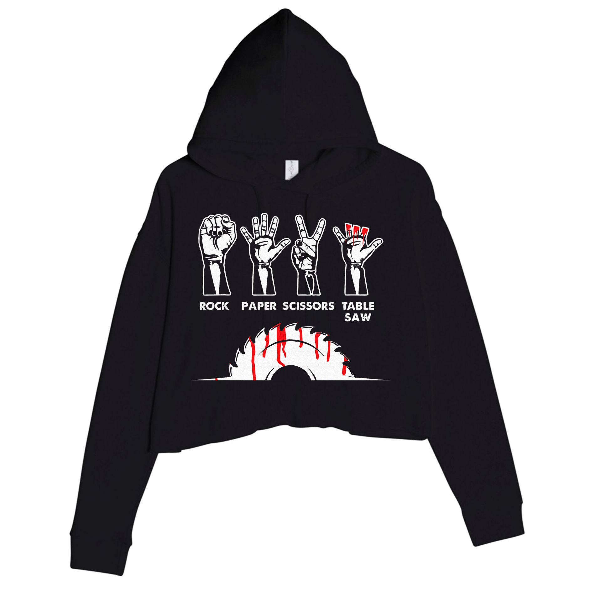 Rock Paper Scissors Table Saw Carpenter Craftsman Woodworker Crop Fleece Hoodie