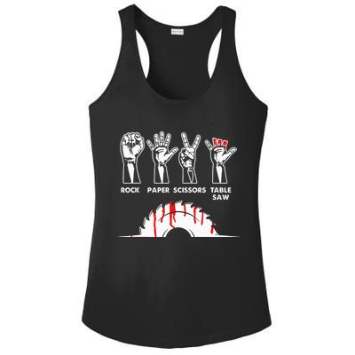Rock Paper Scissors Table Saw Carpenter Craftsman Woodworker Ladies PosiCharge Competitor Racerback Tank
