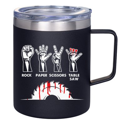 Rock Paper Scissors Table Saw Carpenter Craftsman Woodworker 12oz Stainless Steel Coffee Mug