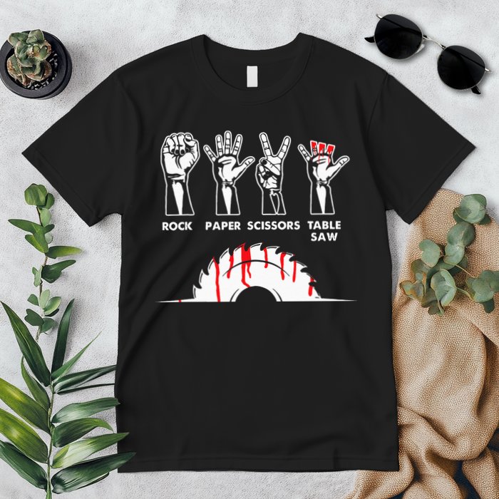 Rock Paper Scissors Table Saw Carpenter Craftsman Woodworker Premium T-Shirt