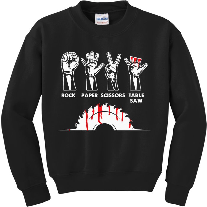 Rock Paper Scissors Table Saw Carpenter Craftsman Woodworker Kids Sweatshirt