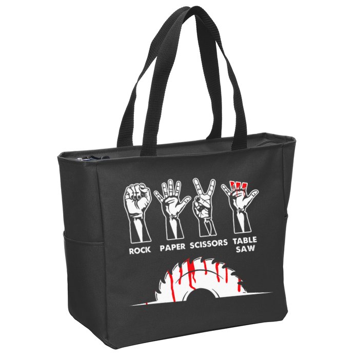 Rock Paper Scissors Table Saw Carpenter Craftsman Woodworker Zip Tote Bag