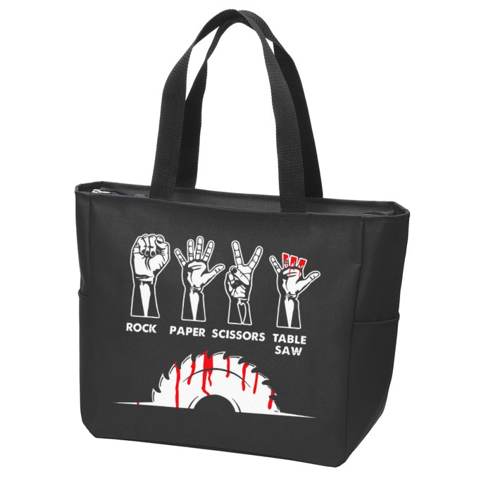 Rock Paper Scissors Table Saw Carpenter Craftsman Woodworker Zip Tote Bag
