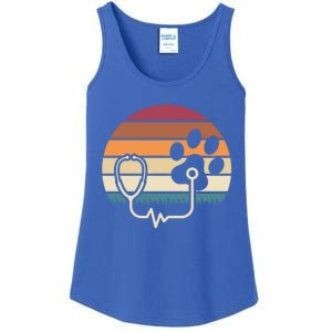 Retro Paw Stethoscope Vet Tech Funny Veterinary Technician Gift Ladies Essential Tank