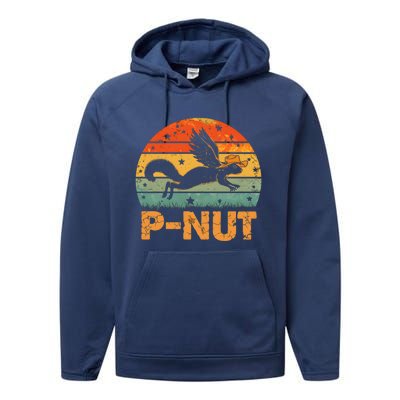 Retro Peanut Squirrel Justice For Peanut Vintage Retro Sunset Performance Fleece Hoodie