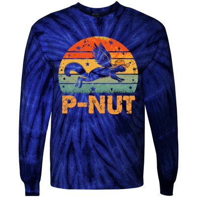 Retro Peanut Squirrel Justice For Peanut Vintage Retro Sunset Tie-Dye Long Sleeve Shirt