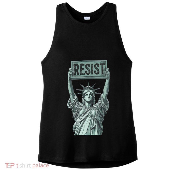 Resist Protest Statue Of Liberty Ladies PosiCharge Tri-Blend Wicking Tank