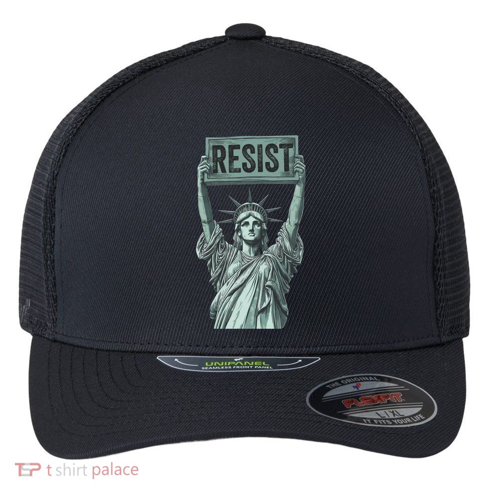 Resist Protest Statue Of Liberty Flexfit Unipanel Trucker Cap