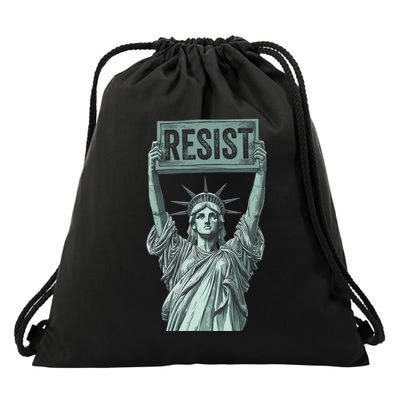 Resist Protest Statue Of Liberty Drawstring Bag