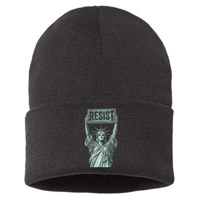 Resist Protest Statue Of Liberty Sustainable Knit Beanie