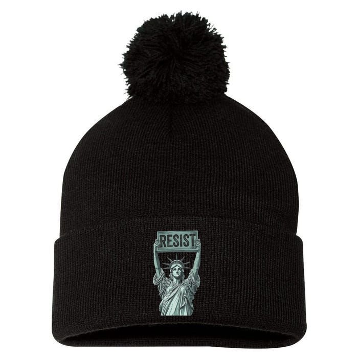 Resist Protest Statue Of Liberty Pom Pom 12in Knit Beanie
