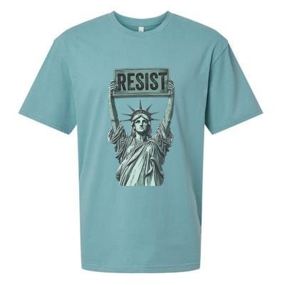 Resist Protest Statue Of Liberty Sueded Cloud Jersey T-Shirt