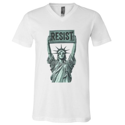 Resist Protest Statue Of Liberty V-Neck T-Shirt