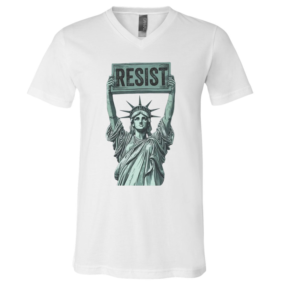 Resist Protest Statue Of Liberty V-Neck T-Shirt