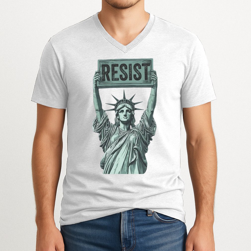 Resist Protest Statue Of Liberty V-Neck T-Shirt