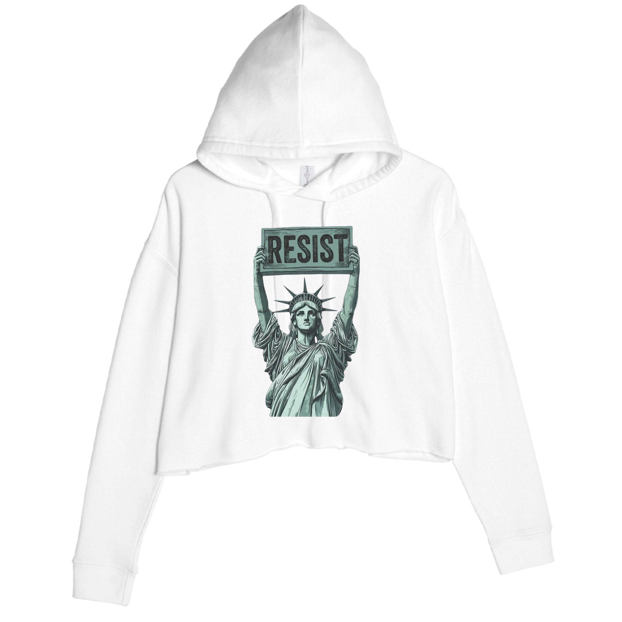 Resist Protest Statue Of Liberty Crop Fleece Hoodie