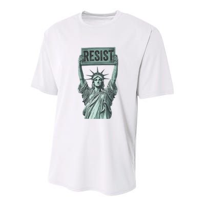 Resist Protest Statue Of Liberty Youth Performance Sprint T-Shirt