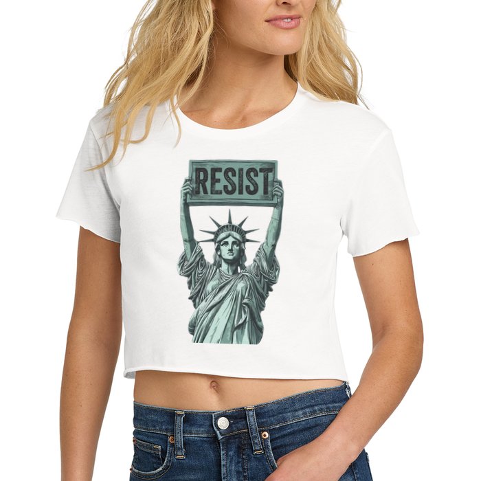 Resist Protest Statue Of Liberty Women's Crop Top Tee