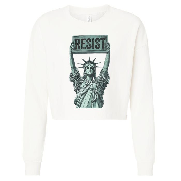 Resist Protest Statue Of Liberty Cropped Pullover Crew