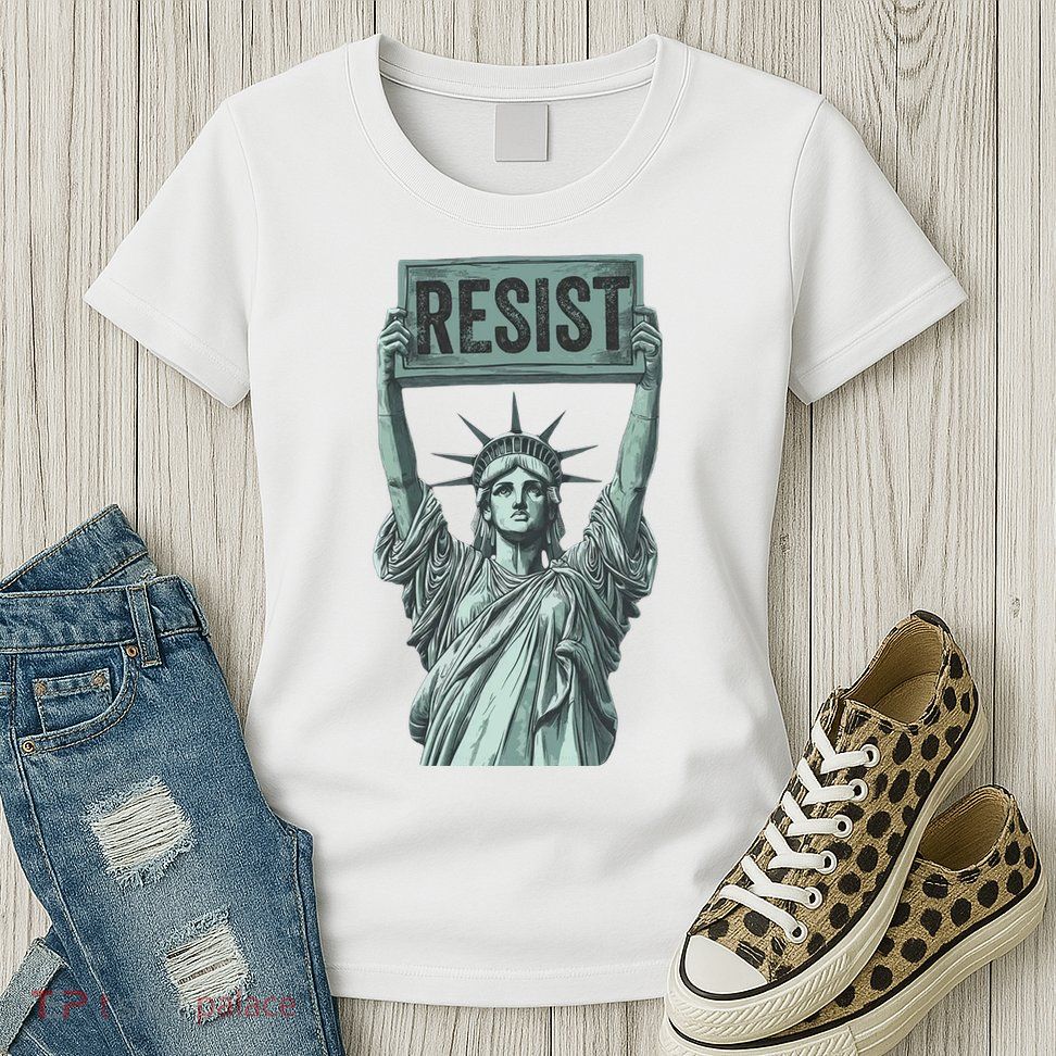 Resist Protest Statue Of Liberty Womens T-Shirt