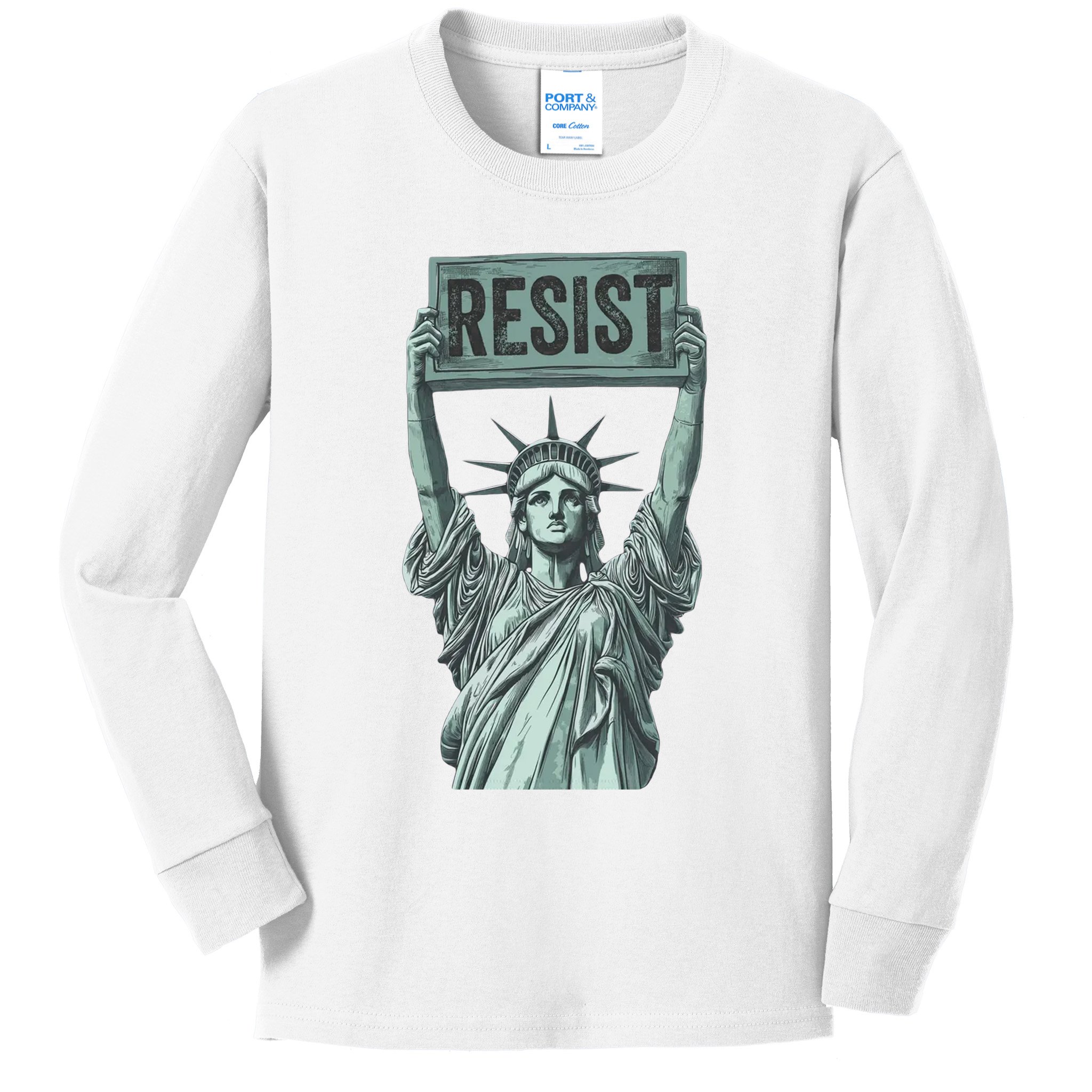 Resist Protest Statue Of Liberty Kids Long Sleeve Shirt