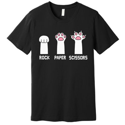 Rock Paper Scissors Cat Paws Game Cute Paw Funny Cat Premium T-Shirt