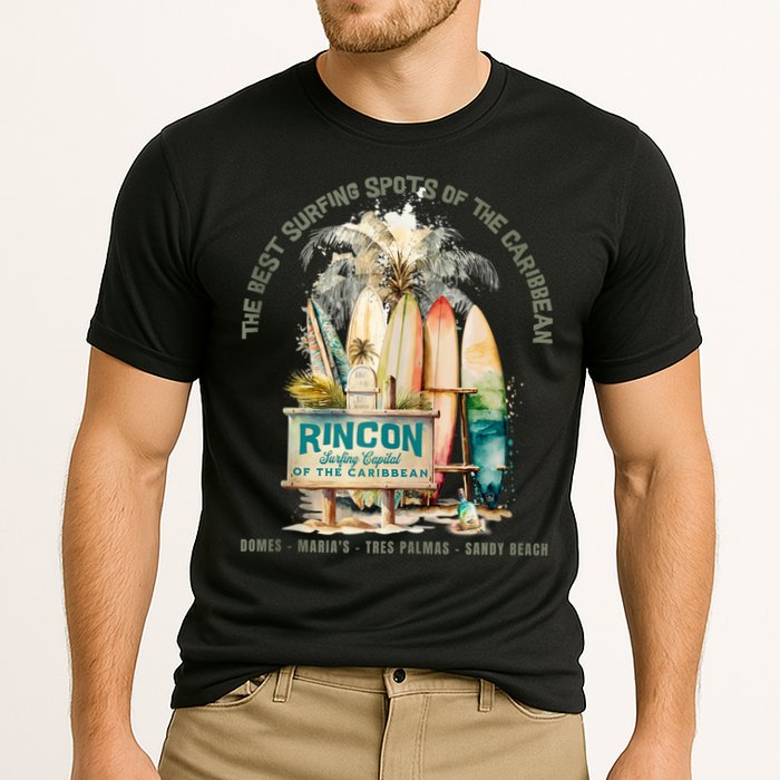 Rincon PR Surfing Capital Of The Caribbean Surfers Wipeout Cooling Performance Crew T-Shirt