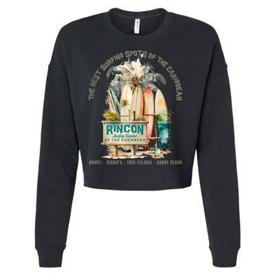 Rincon PR Surfing Capital Of The Caribbean Surfers Wipeout Cropped Pullover Crew