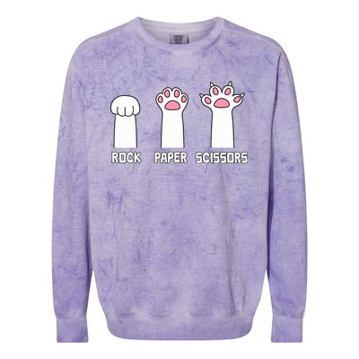 Rock Paper Scissors Cat Paws Game Cute Paw Funny Cat Colorblast Crewneck Sweatshirt