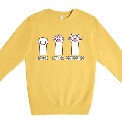 Rock Paper Scissors Cat Paws Game Cute Paw Funny Cat Premium Crewneck Sweatshirt