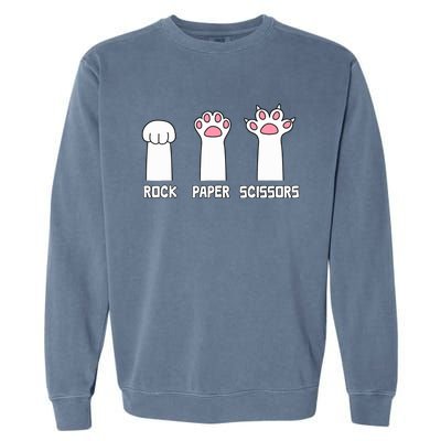 Rock Paper Scissors Cat Paws Game Cute Paw Funny Cat Garment-Dyed Sweatshirt