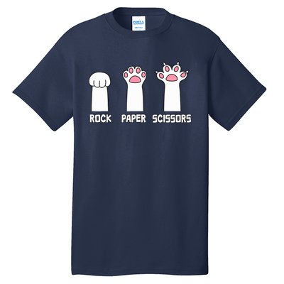 Rock Paper Scissors Cat Paws Game Cute Paw Funny Cat Tall T-Shirt