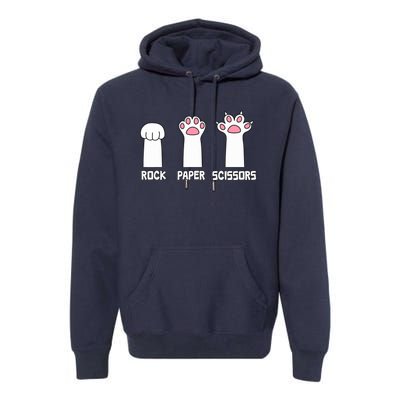 Rock Paper Scissors Cat Paws Game Cute Paw Funny Cat Premium Hoodie