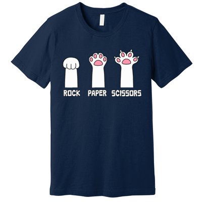 Rock Paper Scissors Cat Paws Game Cute Paw Funny Cat Premium T-Shirt