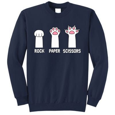 Rock Paper Scissors Cat Paws Game Cute Paw Funny Cat Tall Sweatshirt