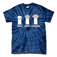 Rock Paper Scissors Cat Paws Game Cute Paw Funny Cat Tie-Dye T-Shirt