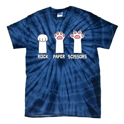 Rock Paper Scissors Cat Paws Game Cute Paw Funny Cat Tie-Dye T-Shirt