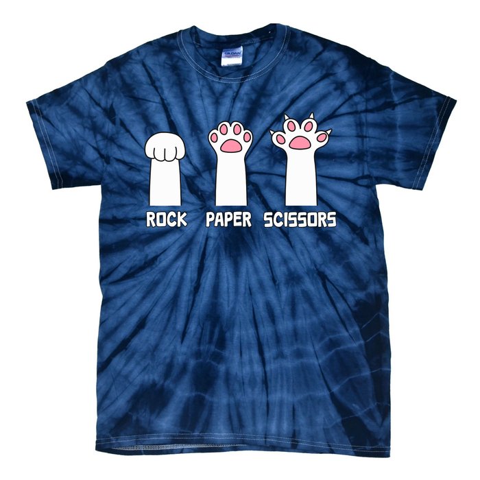 Rock Paper Scissors Cat Paws Game Cute Paw Funny Cat Tie-Dye T-Shirt