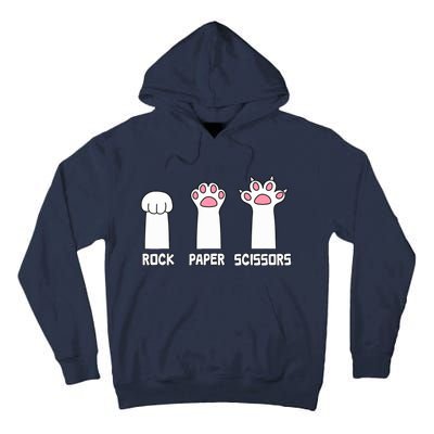 Rock Paper Scissors Cat Paws Game Cute Paw Funny Cat Tall Hoodie