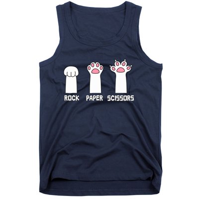 Rock Paper Scissors Cat Paws Game Cute Paw Funny Cat Tank Top