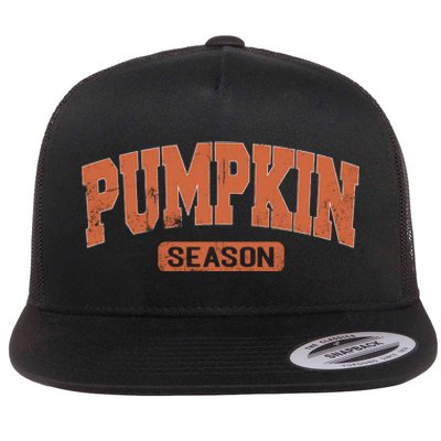 Retro Pumpkin Season Flat Bill Trucker Hat