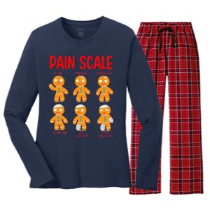 Retro Pain Scale Gingerbread Trauma Nurse Nursing Women's Long Sleeve Flannel Pajama Set 